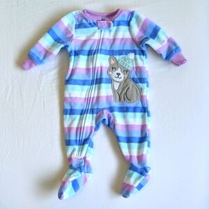 carter's striped fleece zipper footie sleeper pajamas 3 months baby girl